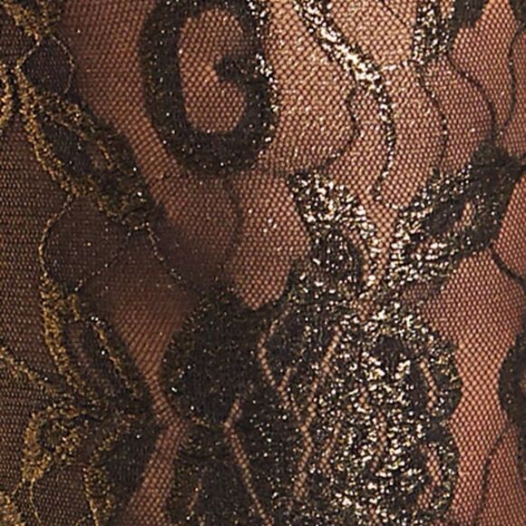 Gucci Floral Patterned Metallic Black/Gold Tights Medium - Picture 3 of 9